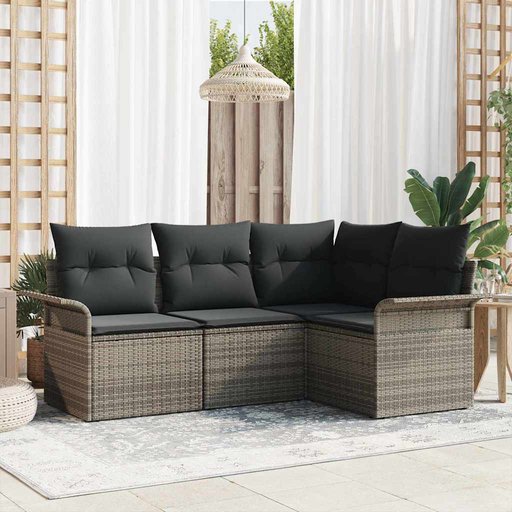 Conjunto de sofá de jardín 4 pcs Beige ratán sintético