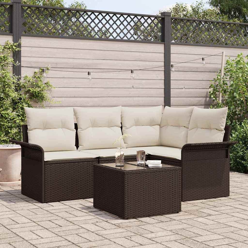 Conjunto de sofá de jardín 4 pcs Beige ratán sintético