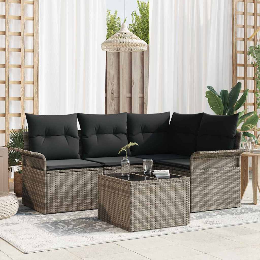 Conjunto de sofá de jardín 4 pcs Beige ratán sintético