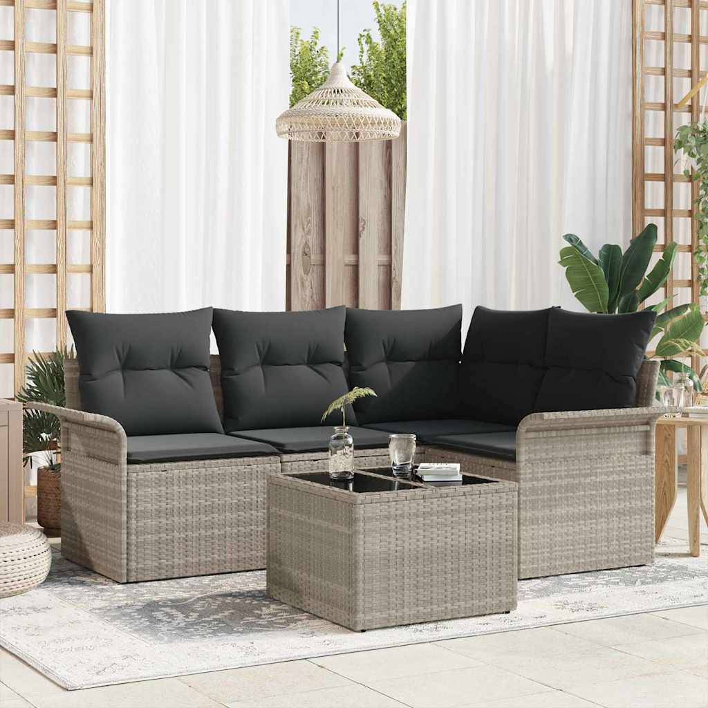 Conjunto de sofá de jardín 4 pcs Beige ratán sintético