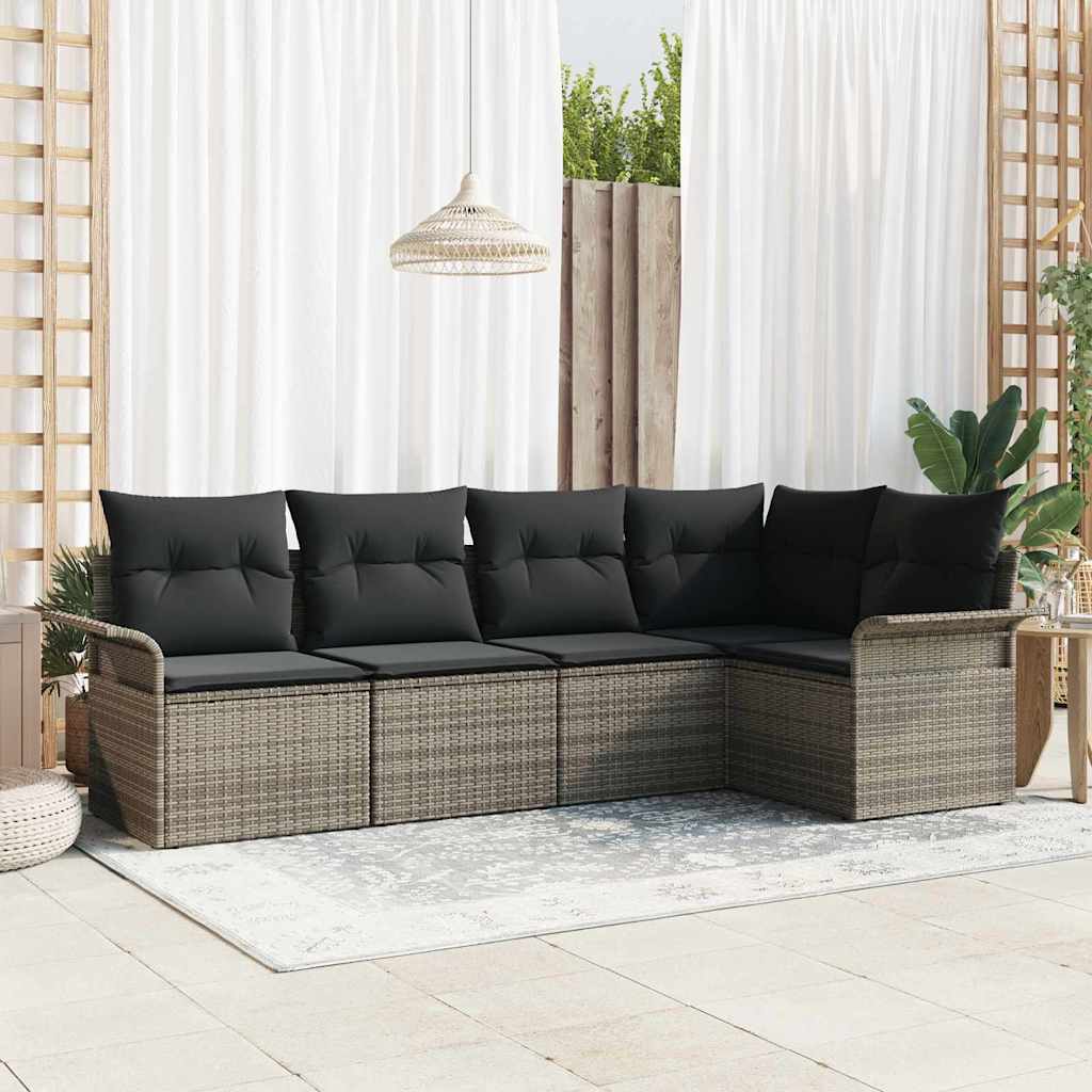 Conjunto de sofá de jardín 11 pcs Gris Rattan de Poliéster