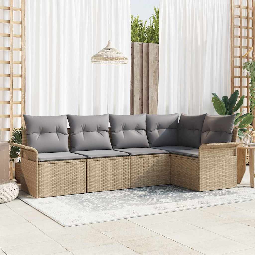 Conjunto de sofá de jardín 11 pcs Gris Rattan de Poliéster
