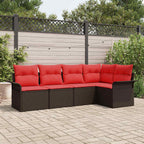 Conjunto de sofá de jardín 5 pcs Marrón ratán sintético