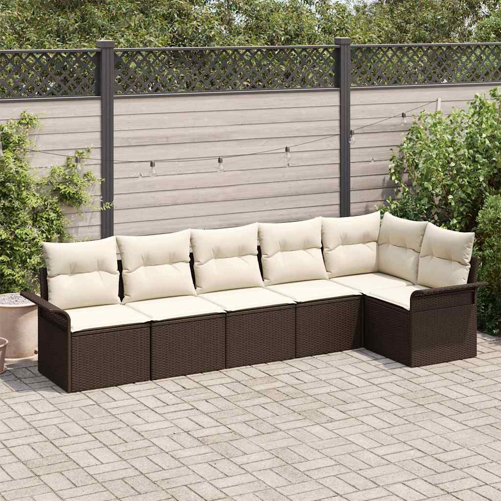 Conjunto de sofá de jardín 6 pcs Beige ratán sintético