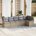 Conjunto de sofá de jardín 6 pcs Beige ratán sintético