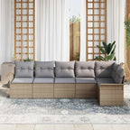 Conjunto de sofá de jardín 6 pcs Beige ratán sintético