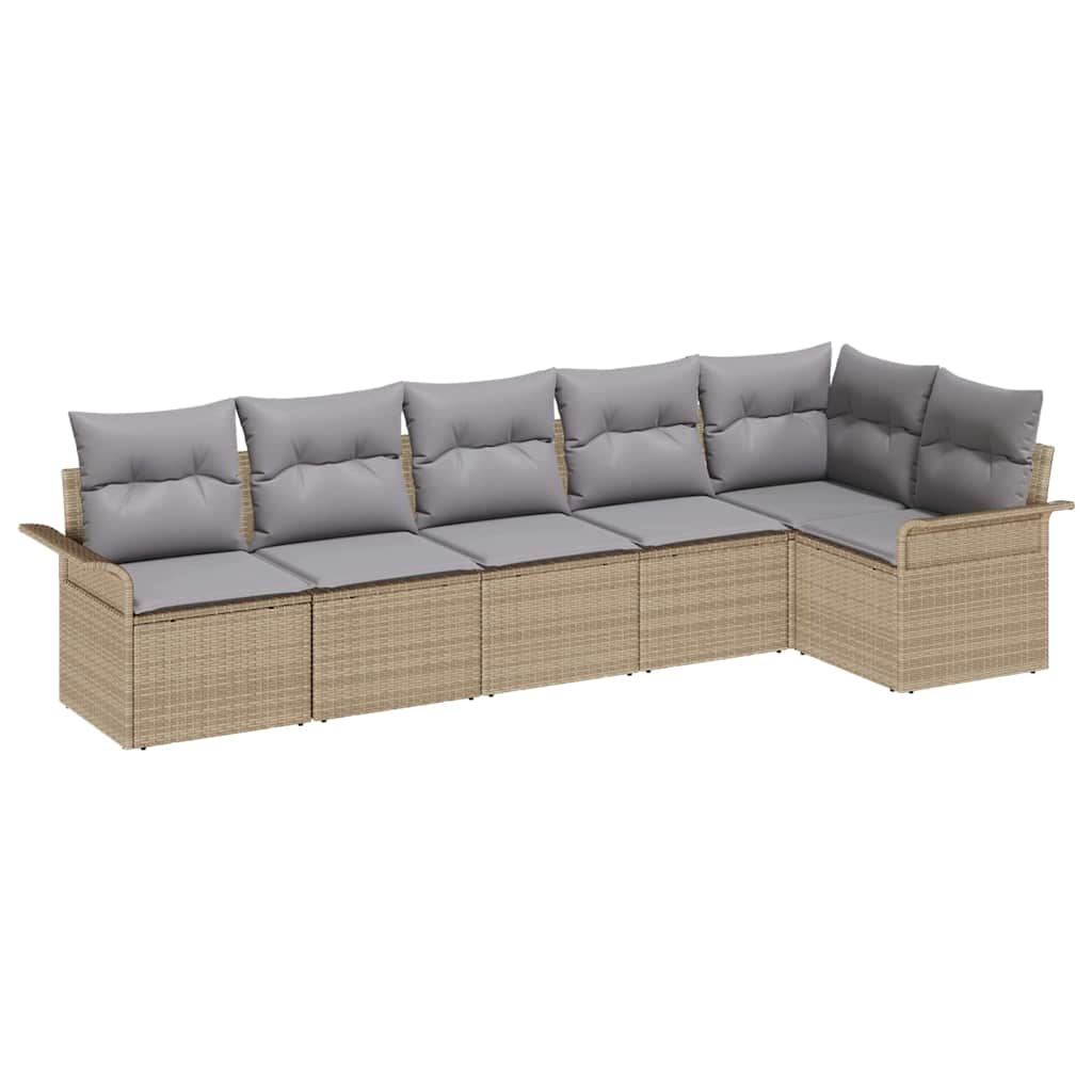 Conjunto de sofá de jardín 6 pcs Beige ratán sintético