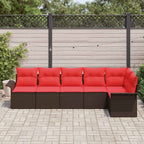 Conjunto de sofá de jardín 6 pcs Marrón ratán sintético