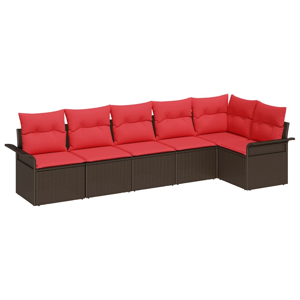 Conjunto de sofá de jardín 6 pcs Marrón ratán sintético