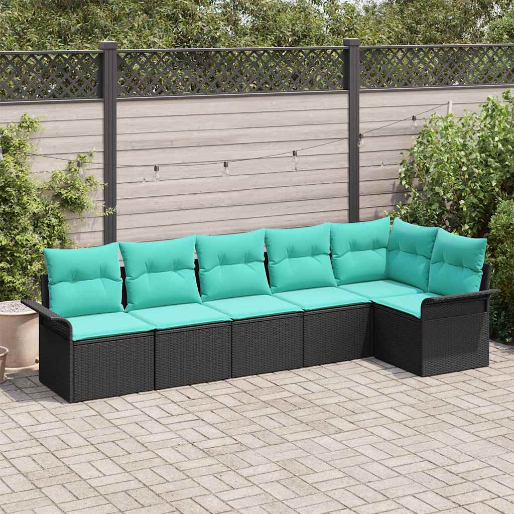 Conjunto de sofá de jardín 6 pcs Marrón ratán sintético