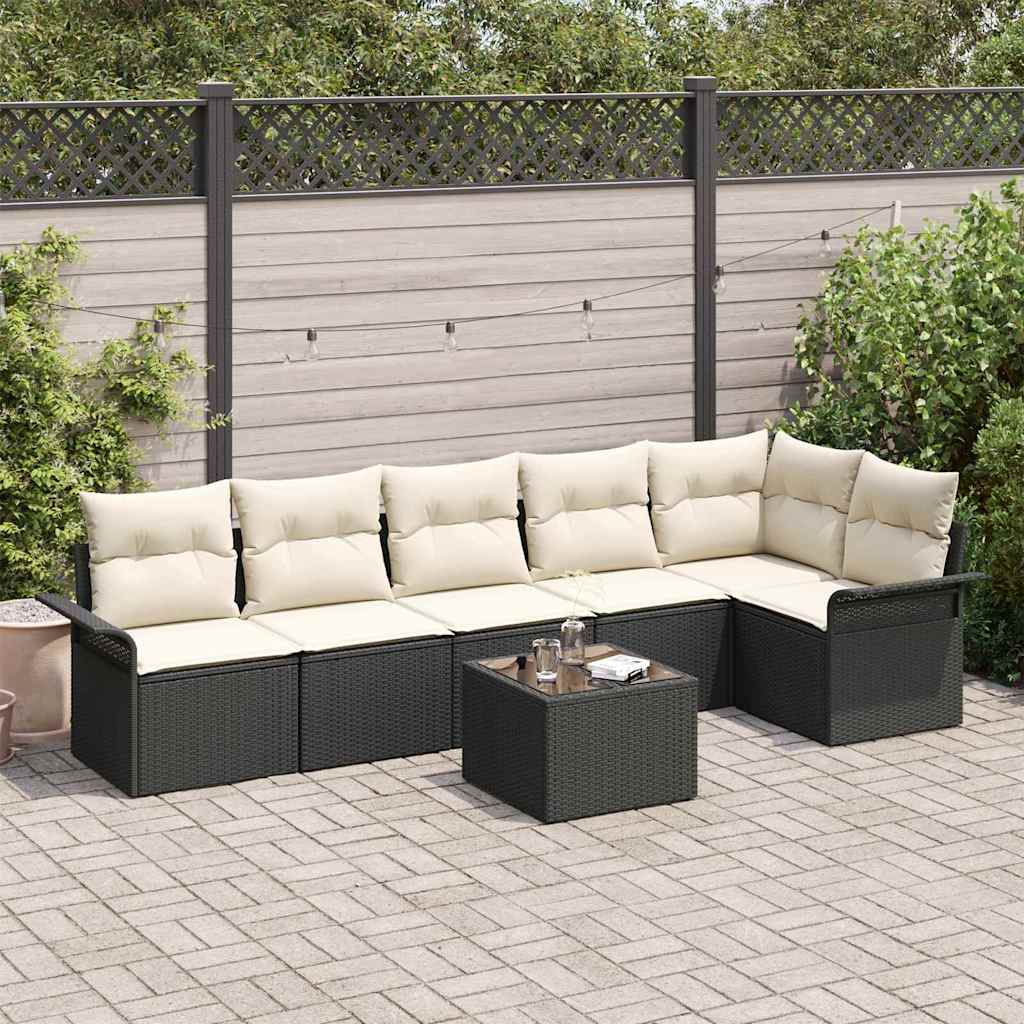 Conjunto de sofá de jardín 6 pcs Beige ratán sintético