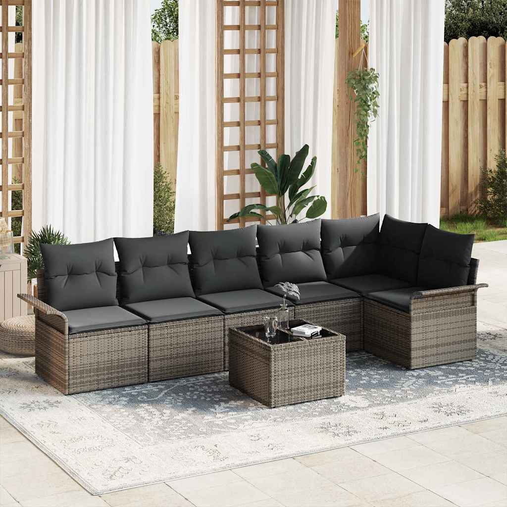 Conjunto de sofá de jardín 6 pcs Beige ratán sintético
