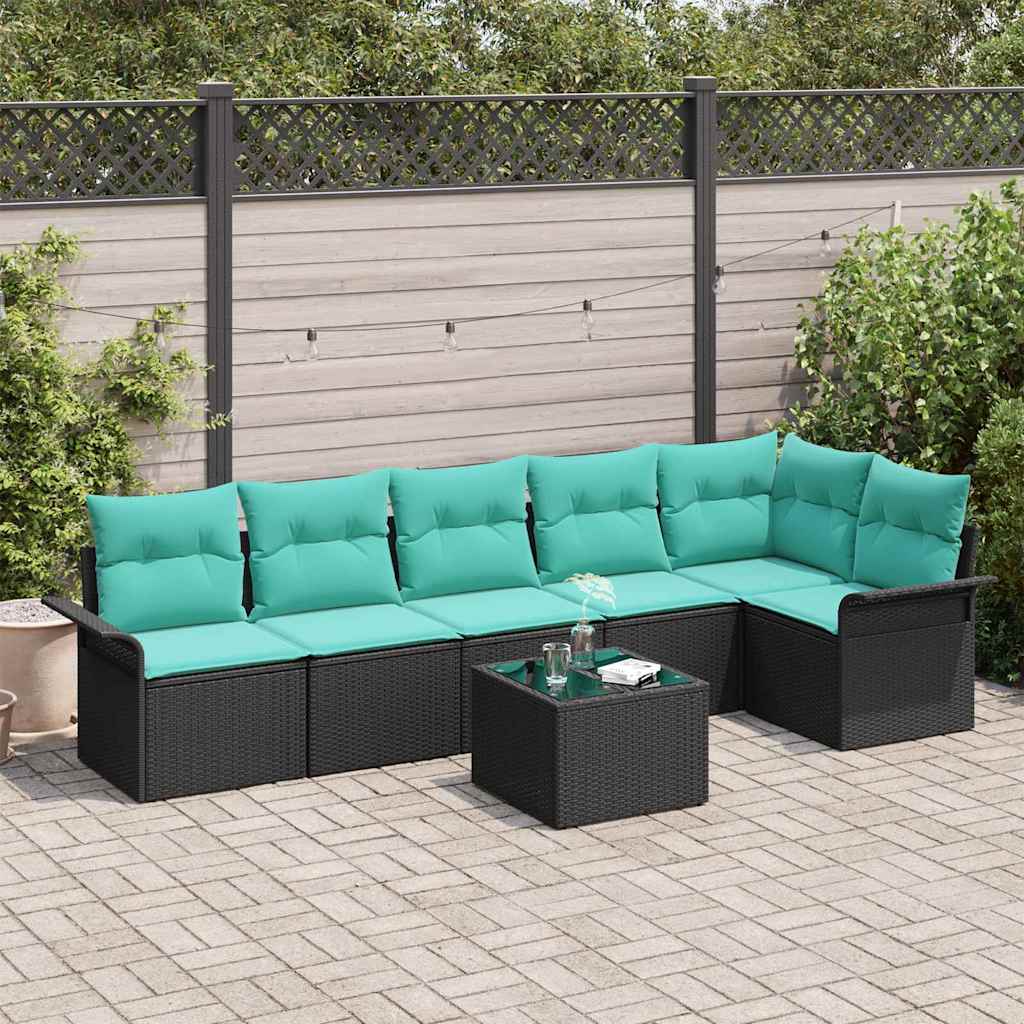Conjunto de sofá de jardín 6 pcs Marrón ratán sintético