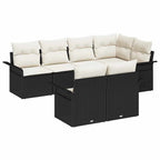 Conjunto de sofá de jardín 7 pcs Negro ratán sintético