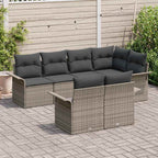 Conjunto de sofá de jardín con cojín 7 pcs Gris ratán sintético