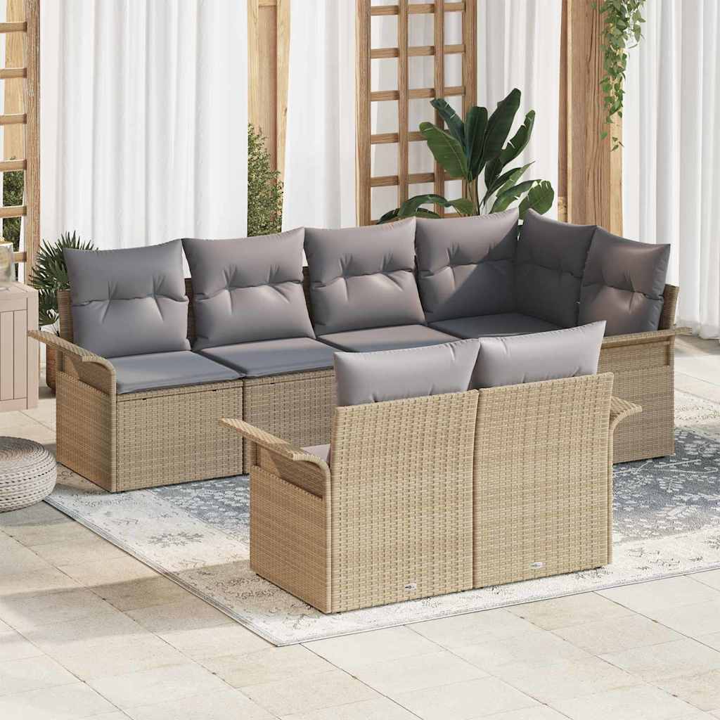 Conjunto de sofá de jardín 6 pcs Negro Poliratán