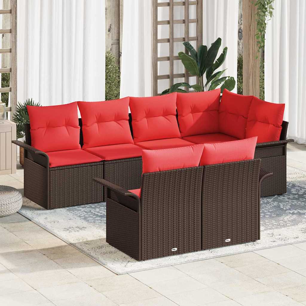 Conjunto de sofá de jardín 7 pcs Gris ratán sintético