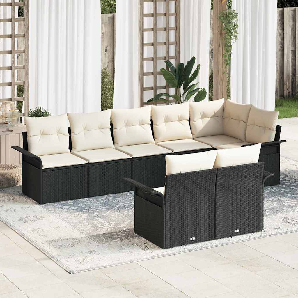 Conjunto de sofá de jardín 8 pcs Beige ratán sintético