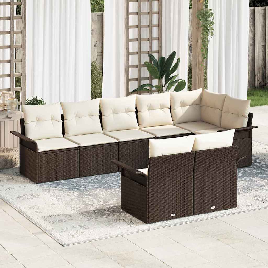 Conjunto de sofá de jardín 8 pcs Beige ratán sintético