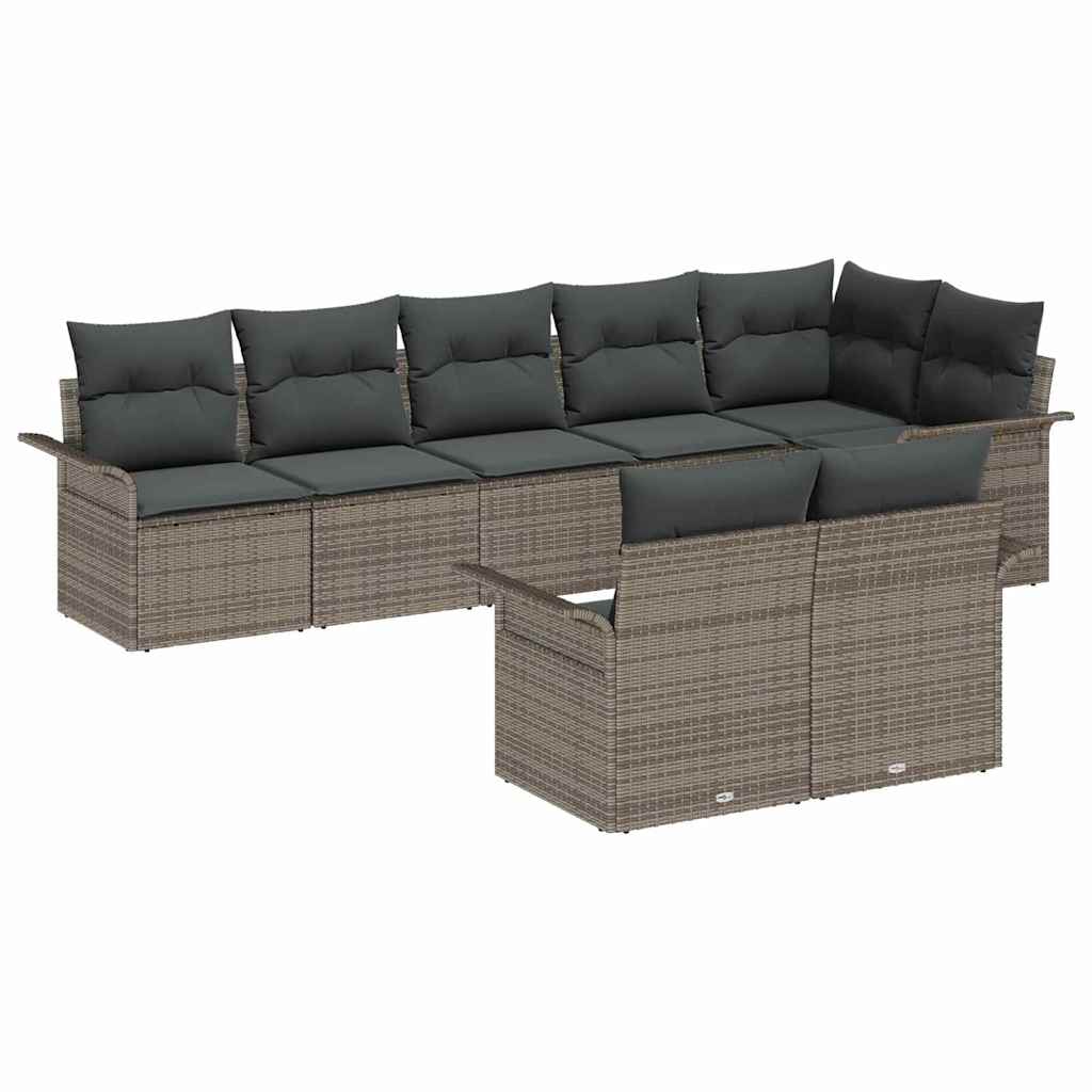 Conjunto de sofá de jardín con cojín 8 pcs Gris ratán sintético