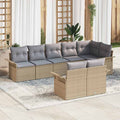 Conjunto de sofá de jardín 8 pcs Beige ratán sintético