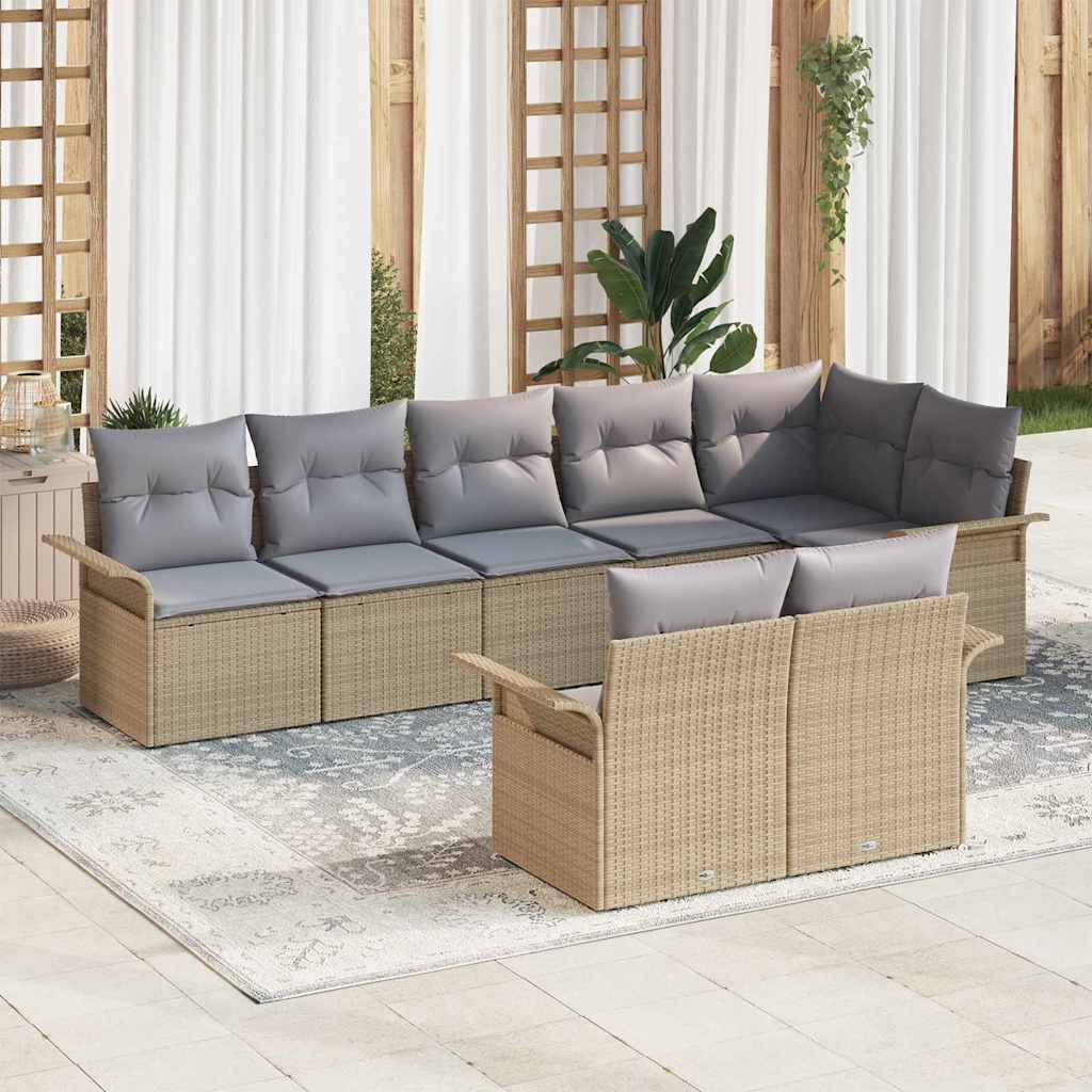 Conjunto de sofá de jardín 8 pcs Beige ratán sintético