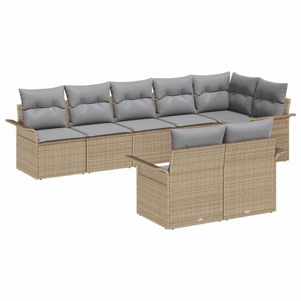 Conjunto de sofá de jardín 8 pcs Beige ratán sintético