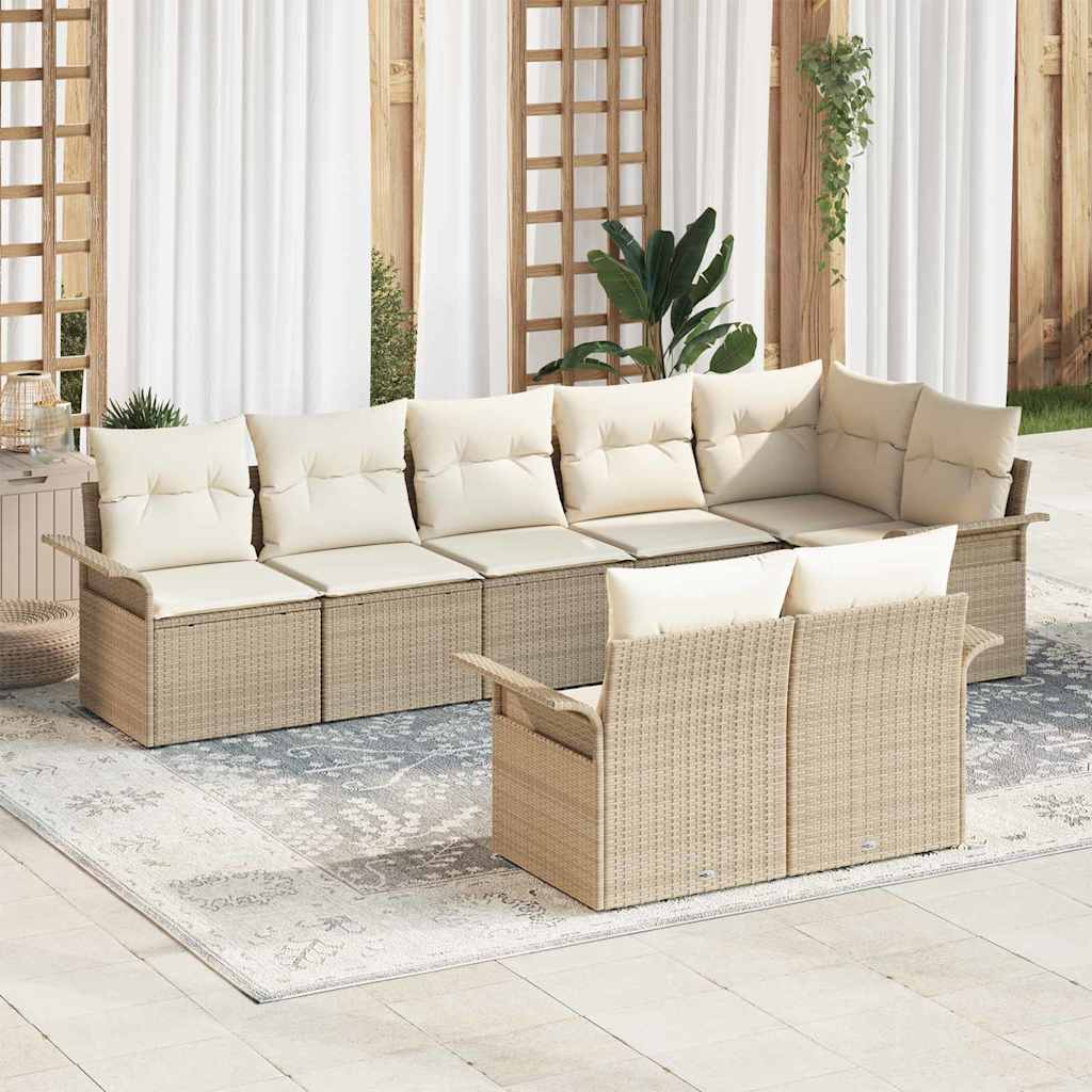 Conjunto de sofá de jardín 8 pcs Beige ratán sintético