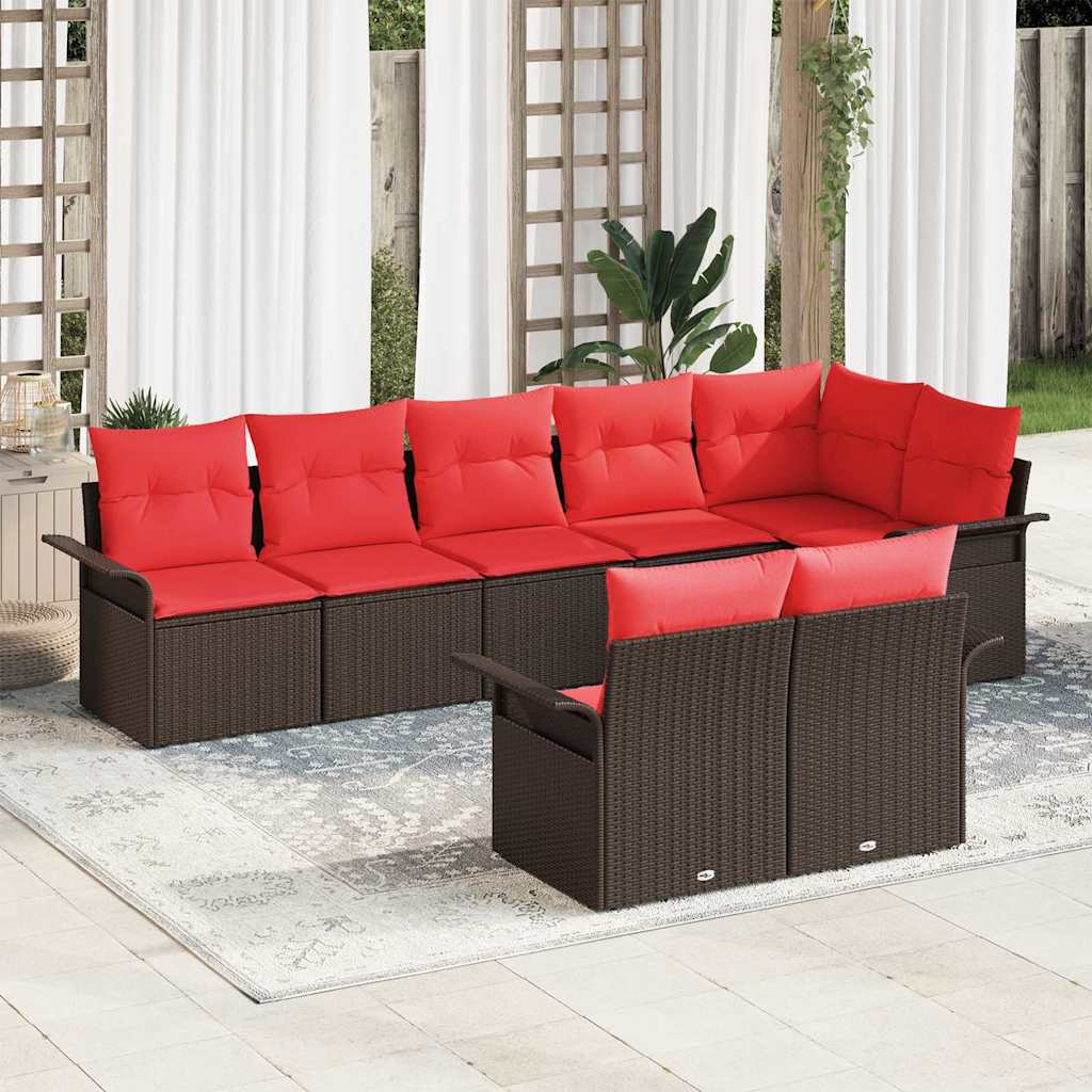Conjunto de sofá de jardín 8 pcs Marrón ratán sintético