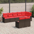 Conjunto de sofá de jardín 8 pcs Marrón ratán sintético