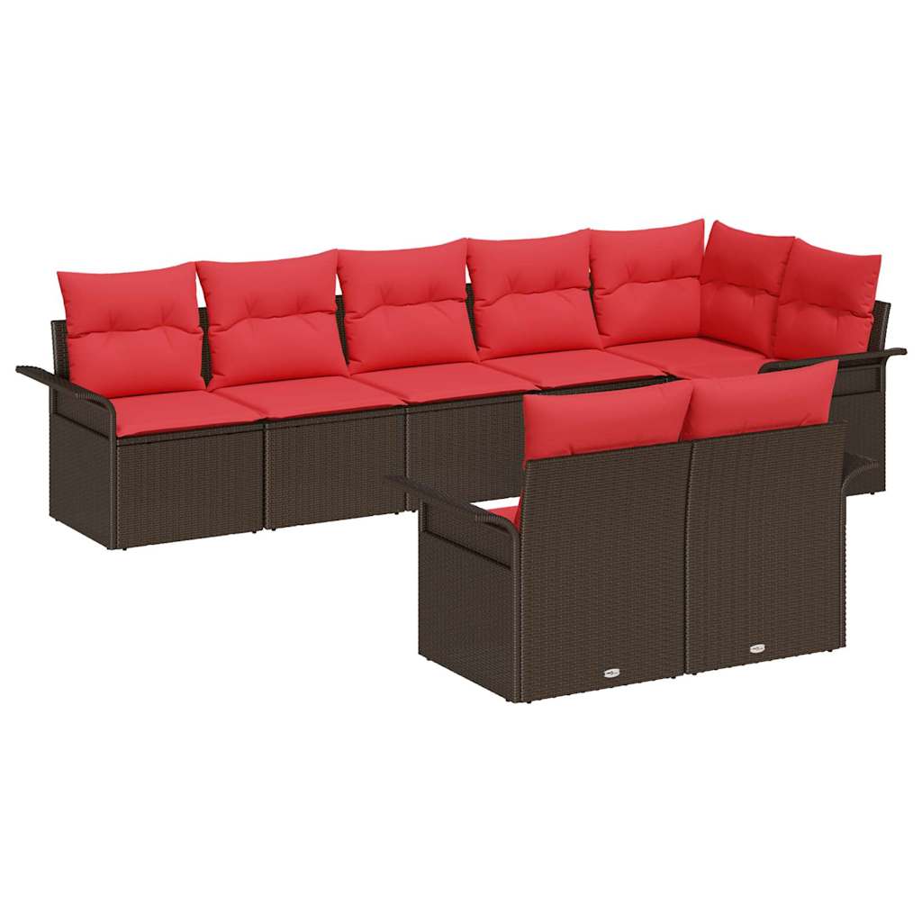 Conjunto de sofá de jardín 8 pcs Marrón ratán sintético