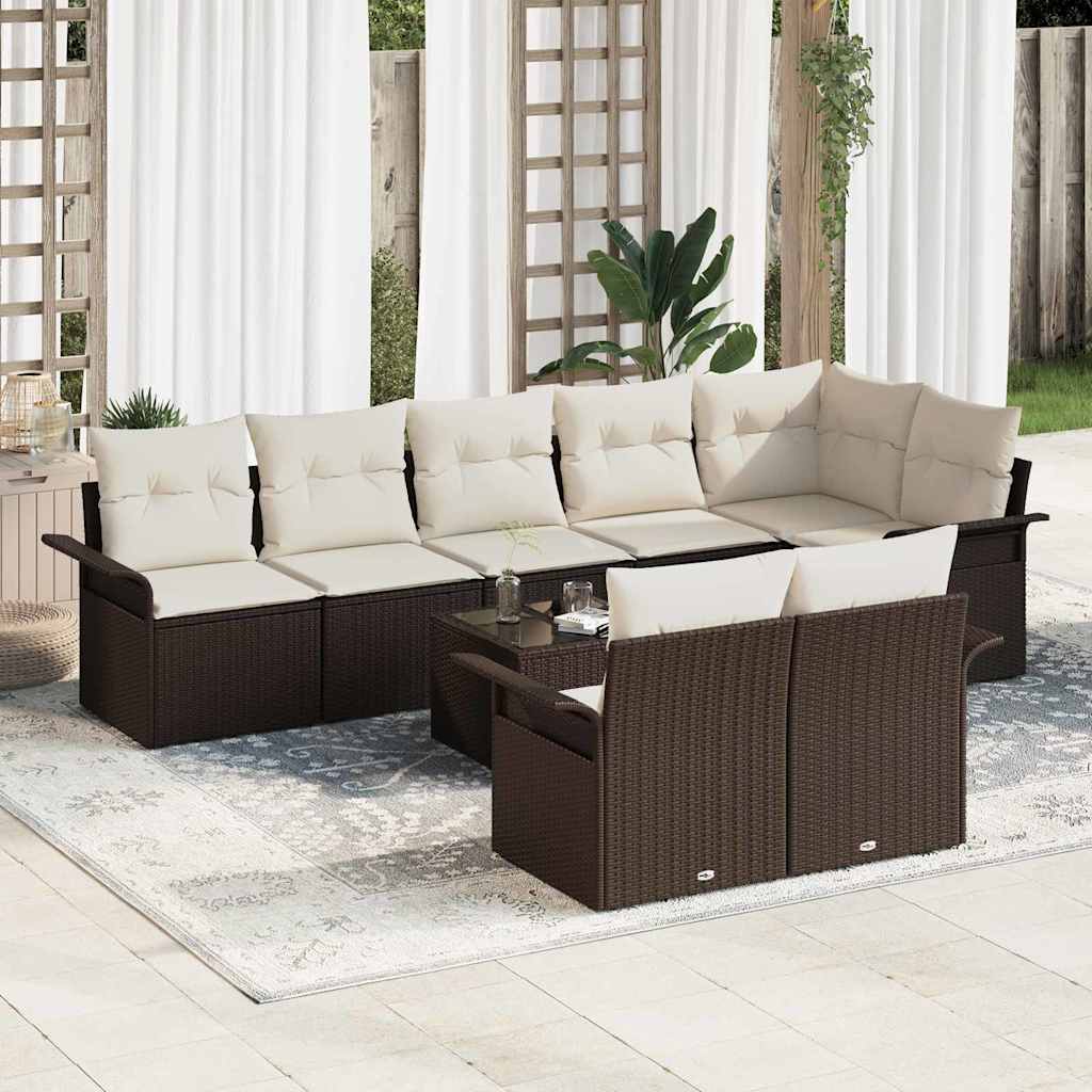Conjunto de sofá de jardín con cojín 8 pcs Gris ratán sintético
