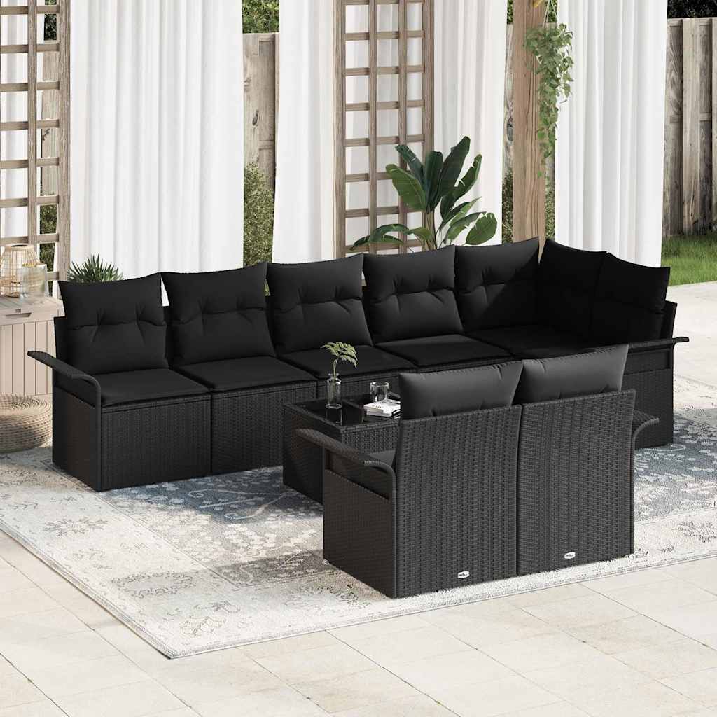 Conjunto de sofá de jardín con cojín 8 pcs Gris ratán sintético