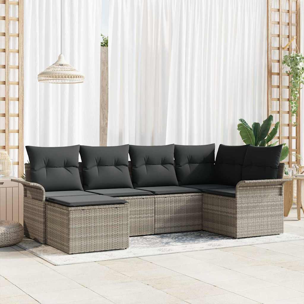 Conjunto de sofá de jardín 5 pcs Marrón ratán sintético