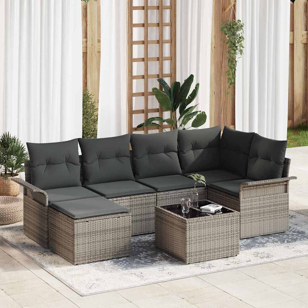 Conjunto de sofá de jardín 5 pcs Marrón ratán sintético
