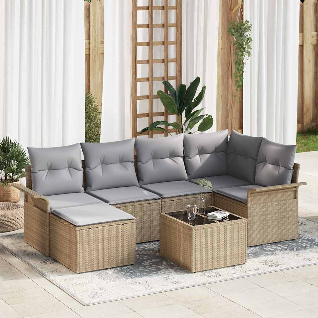 Conjunto de sofá de jardín 5 pcs Marrón ratán sintético