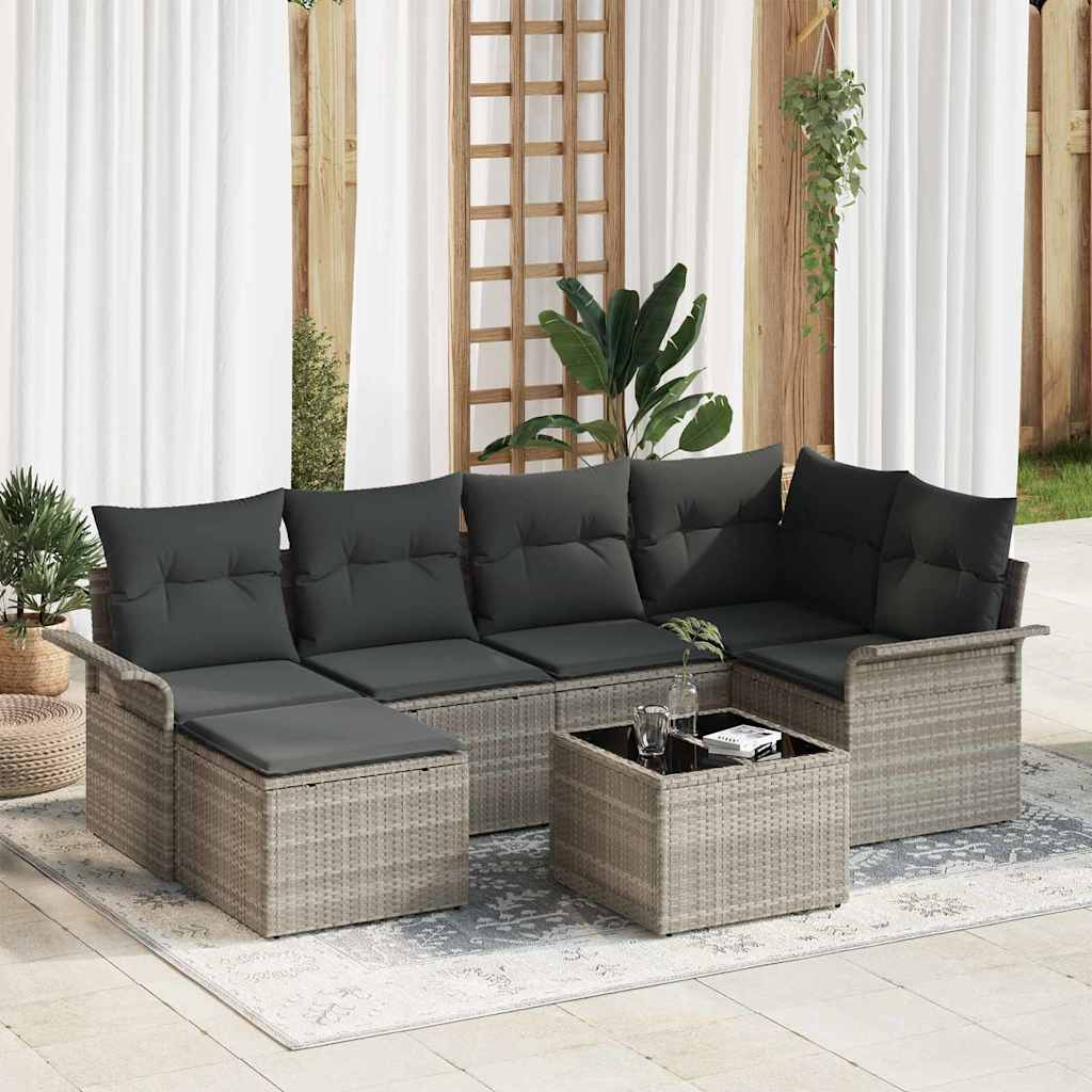 Conjunto de sofá de jardín 5 pcs Marrón ratán sintético