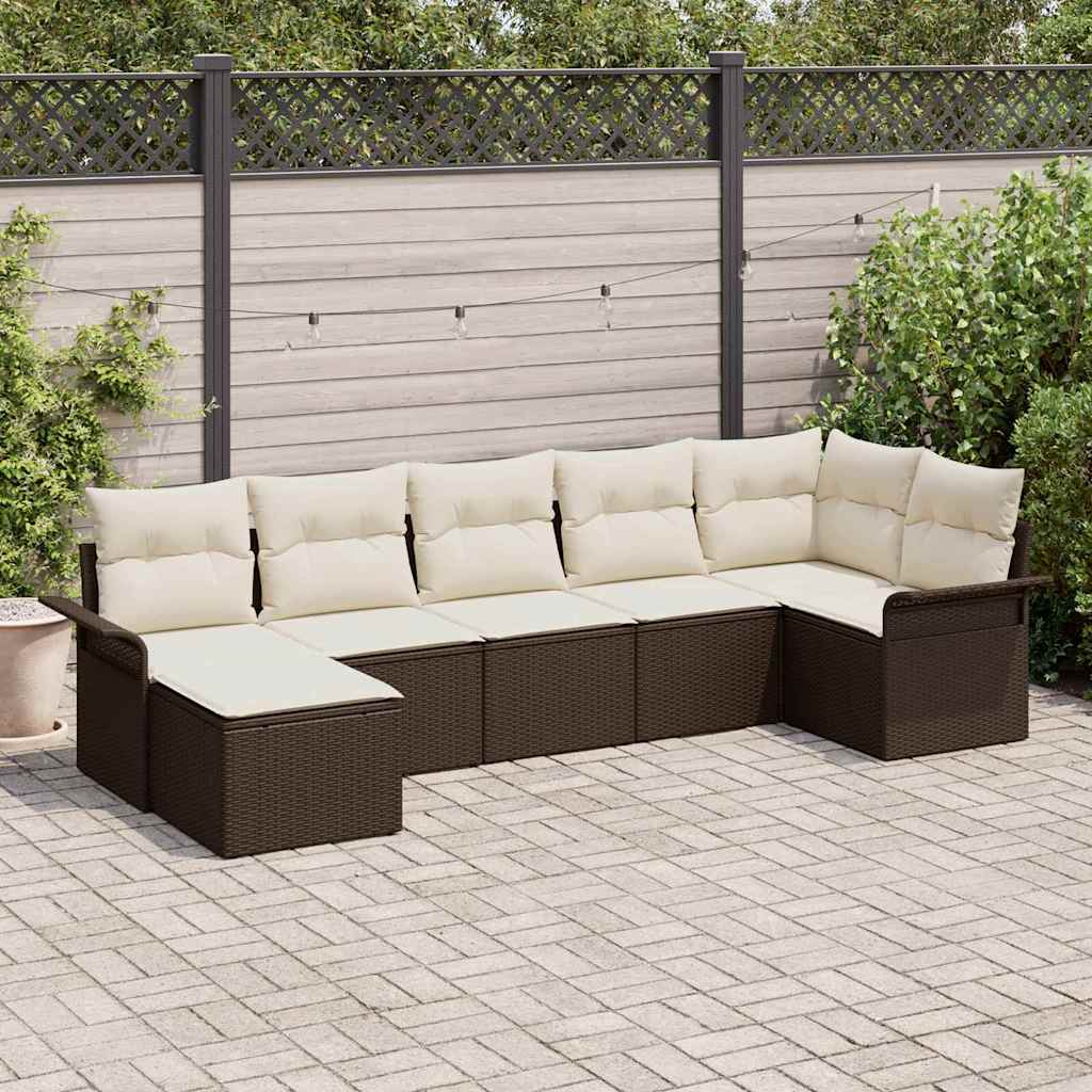 Conjunto de sofá de jardín 7 pcs Beige ratán sintético