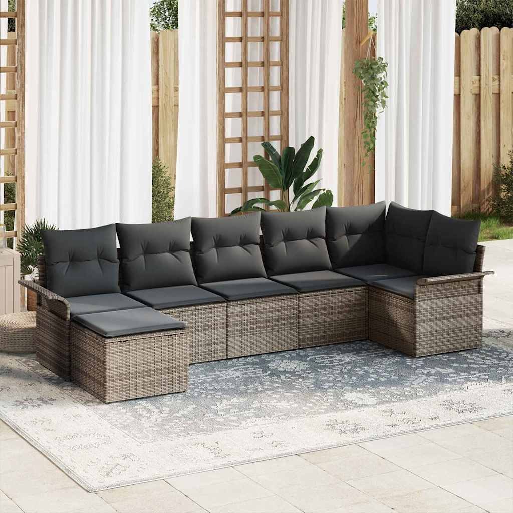 Conjunto de sofá de jardín 7 pcs Beige ratán sintético