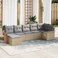 Conjunto de sofá de jardín 7 pcs Beige ratán sintético
