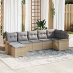Conjunto de sofá de jardín 7 pcs Beige ratán sintético