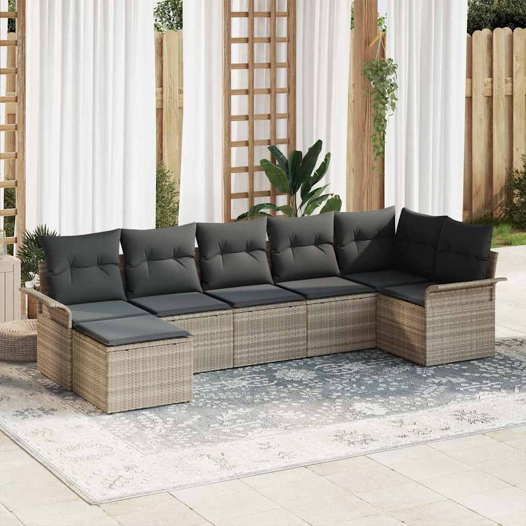 Conjunto de sofá de jardín 7 pcs Beige ratán sintético