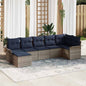 7-piece garden sofa set Black synthetic rattan