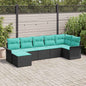 7-piece garden sofa set Black synthetic rattan