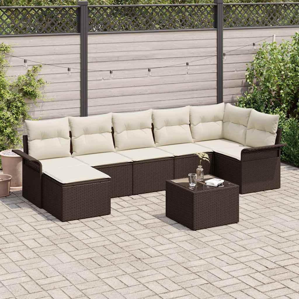 Conjunto de sofá de jardín 7 pcs Beige ratán sintético