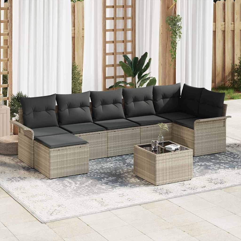 Conjunto de sofá de jardín 7 pcs Beige ratán sintético