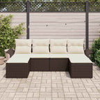 Conjunto de sofá de jardín con cojín 6 pcs Marrón Poliratán