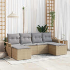Conjunto de sofá de jardín 6 pcs Beige ratán sintético