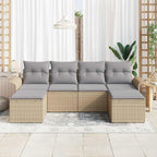 Conjunto de sofá de jardín 6 pcs Beige ratán sintético