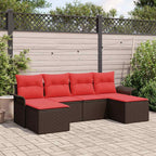 Conjunto de sofá de jardín 6 pcs Marrón ratán sintético